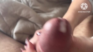 She couldn't see my erect dick and wanted to see cum