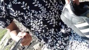 linda trans con tanga vestido y sandalias camina sola y caliente