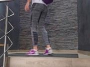 Risky FLASH,PEE n Masturbation in PUBLIC GYM Sauna n SPA