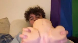 Teen playing with pocket pussy
