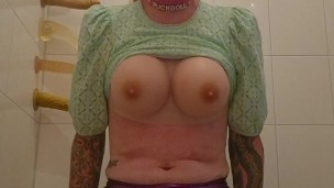 Sissy fuckdoll in very tight chastity cage