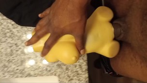 Amateur bull masturbating to doll