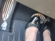 Pedal pumping wearing my tight leather black pants and wearing my new black leather flats 2/16