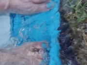 Letting fast water run across the top of my feet as I drain a pool 11/16