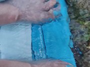 Letting fast water run across the top of my feet as I drain a pool 14/16