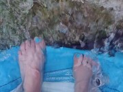 Letting fast water run across the top of my feet as I drain a pool 4/16