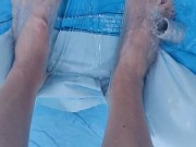 Letting fast water run across the top of my feet as I drain a pool 7/16