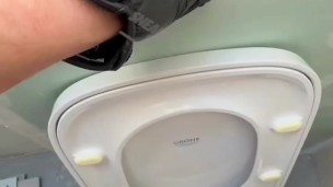 German Handwerker worships Polish Master’s sneakers feet white smelly stinky socks licks the toilet