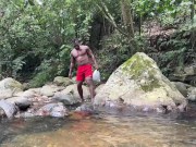 Horny colombian milf shows me her big tits outdoors and we fuck inside the river 1/16