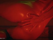 ULTRAFILMS Gorgeous Ukrainian model Sybil oiling herself and passionately fingering her pussy