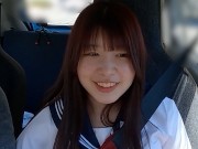 女子アナ志望かすみちゃん①セーラー服着せて車内でペロペロフェラと乳