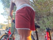 Fit guy Shaving his cock and masturbating in a public road - Risky Cumshot