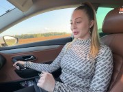 Hot bitch hitchhikes in tight leggings, shows tits and ass and pays for the ride with sex 6/16