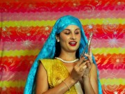 White Muslim shows her body while masturbating at home