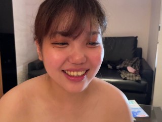 Gカップわがままボディのカフェ店員の濃厚スローフェラ＆うがいごっくん③。G-cup café clerk’s blowjob and drinking sperm (3)