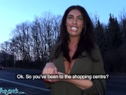 PublicAgent sneaky wank in public over tall big tits British brunette babe leads to creampie sex 2/16