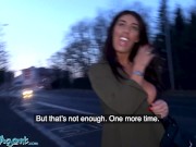 PublicAgent sneaky wank in public over tall big tits British brunette babe leads to creampie sex 4/16