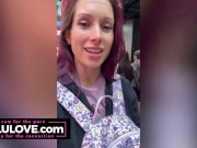 Big boobs babe flashes big tits in mirror, closeup creampie & puckering asshole, behind scenes NYC bday trip - Lelu Love 11/16