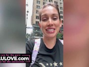 Big boobs babe flashes big tits in mirror, closeup creampie & puckering asshole, behind scenes NYC bday trip - Lelu Love 4/16