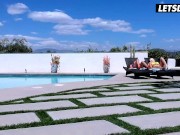 Sexy Chicks Abigail and Madelyn Suck Dick and Spread Their Legs Wide Open - LETSDOEIT 2/16