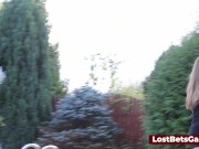 Hot redhead with perfect boobs rides a sex toy as her strip game reward 4/16