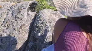 FUCK n ASS CreamPie on Rocky Island # Transparent Dress NO PANTIES on Publlic Trail