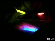 Watch this hot blonde plunge glowsticks in her pussy and ass 4/16
