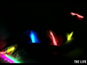 Watch this hot blonde plunge glowsticks in her pussy and ass 9/16