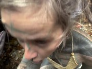 Tattooed and Pierced Woman gets Facefuck and gives Hardcore Blowjob at Outdoor Waterfall 3/16