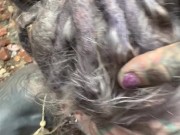 Tattooed and Pierced Woman gets Facefuck and gives Hardcore Blowjob at Outdoor Waterfall 7/16