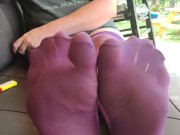 Wiggling my soles and toes wearing my nylons 7/16