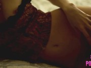 Skinny Slender Blonde Coed Liz Fingering On Her Couch! 3/16