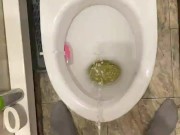 Morning piss from uncut penis in slow motion view from eyes 10/16