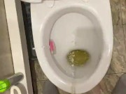Morning piss from uncut penis in slow motion view from eyes 12/16