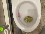 Morning piss from uncut penis in slow motion view from eyes 14/16