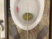 Morning piss from uncut penis in slow motion view from eyes 4/16