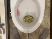 Morning piss from uncut penis in slow motion view from eyes 5/16