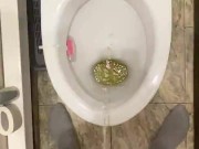 Morning piss from uncut penis in slow motion view from eyes 7/16