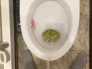 Morning piss from uncut penis in slow motion view from eyes 9/16