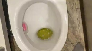 Morning piss from uncut penis in slow motion view from eyes