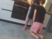 Wife fucks a neighbor in the kitchen. Real cheating 10/16