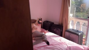 Milf masturbates to porn, and her neighbor came in and fucked her