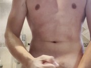 After my shower I put cream on wet body and got so horny that I exploded in my sink