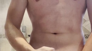 After my shower I put cream on wet body and got so horny that I exploded in my sink