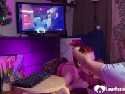 I love watching my favorite show as she works her mouth on my dick. 16/16