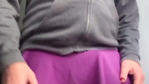 Skirt, stockings and a hard cock.