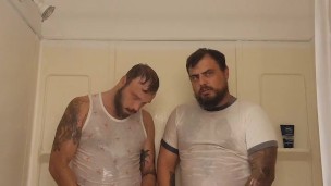 Wet clothes teasing and heavy petting