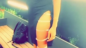 COSPLAY OUTSIDE BLACK DRESS PUBLIC HOTEL OUTDOOR