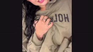 Hot Latina Rock Chick gives Sloppy BJ ,Gagging, Hawk twah on big dildo before fucking herself