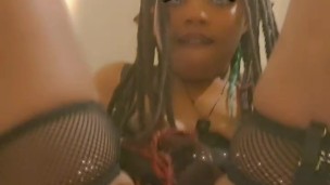 Sexy EBONY Bunny Stretches PUSSY